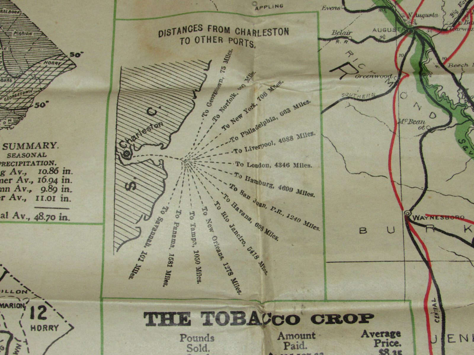 VINTAGE 1914 OFFICIAL MAP OF SOUTH CAROLINA SHOWING THE MAIN PUBLIC HIGHWAYS! SC