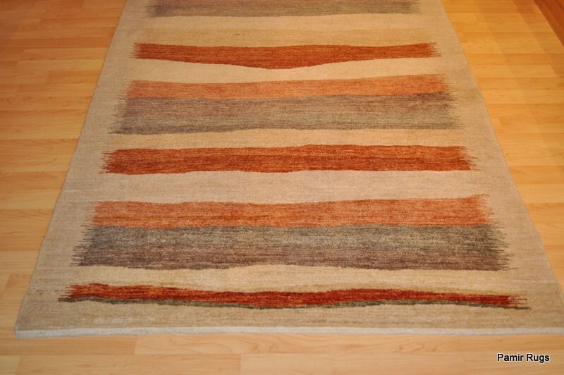 ON SALE TOP QUALITY 4×6 vegetable dyed RUG Gabbeh LIGHT GRAY, RUST, GREEN,