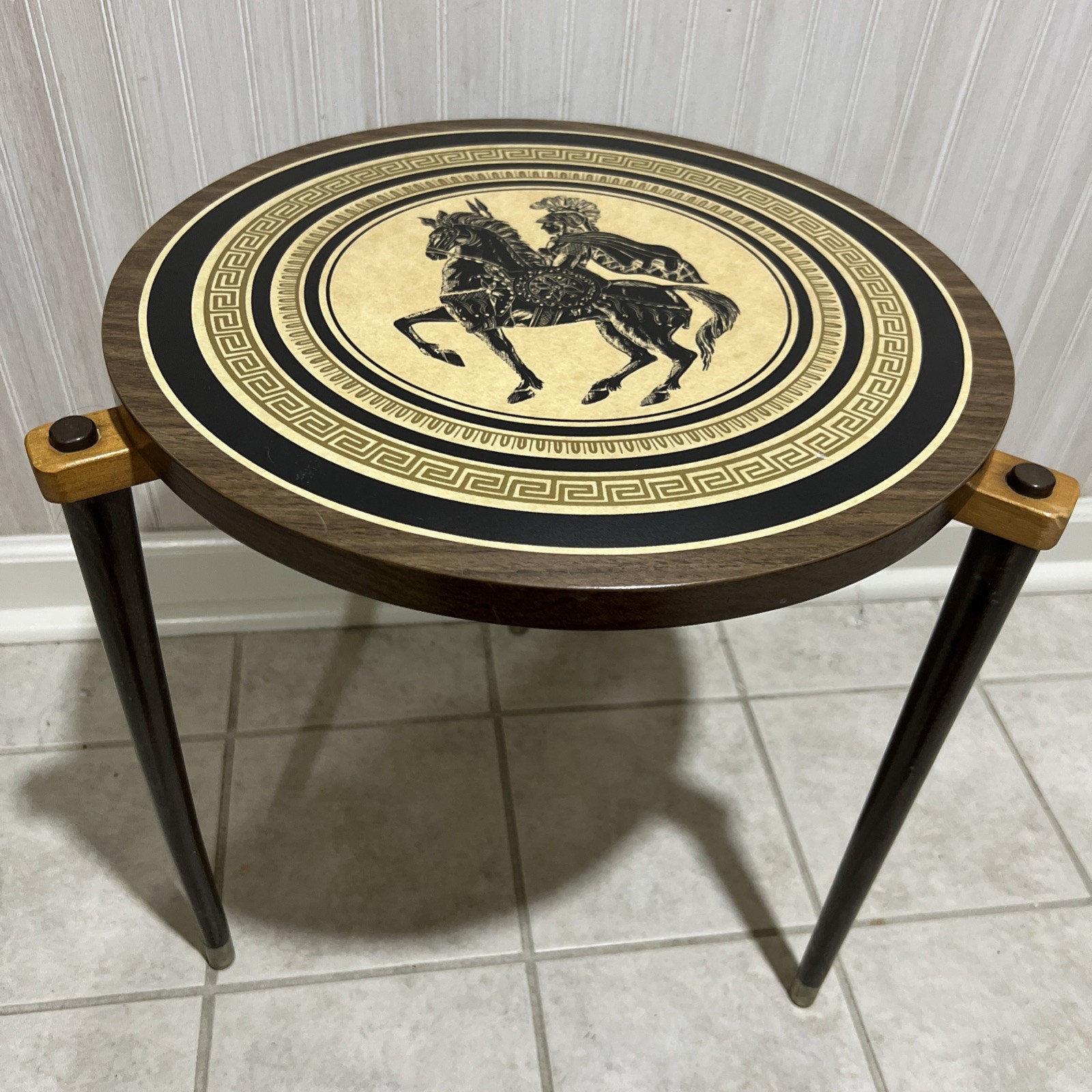 Vintage MCM Greek Motif End Cocktail Table in the Manner of Piero Fornasetti