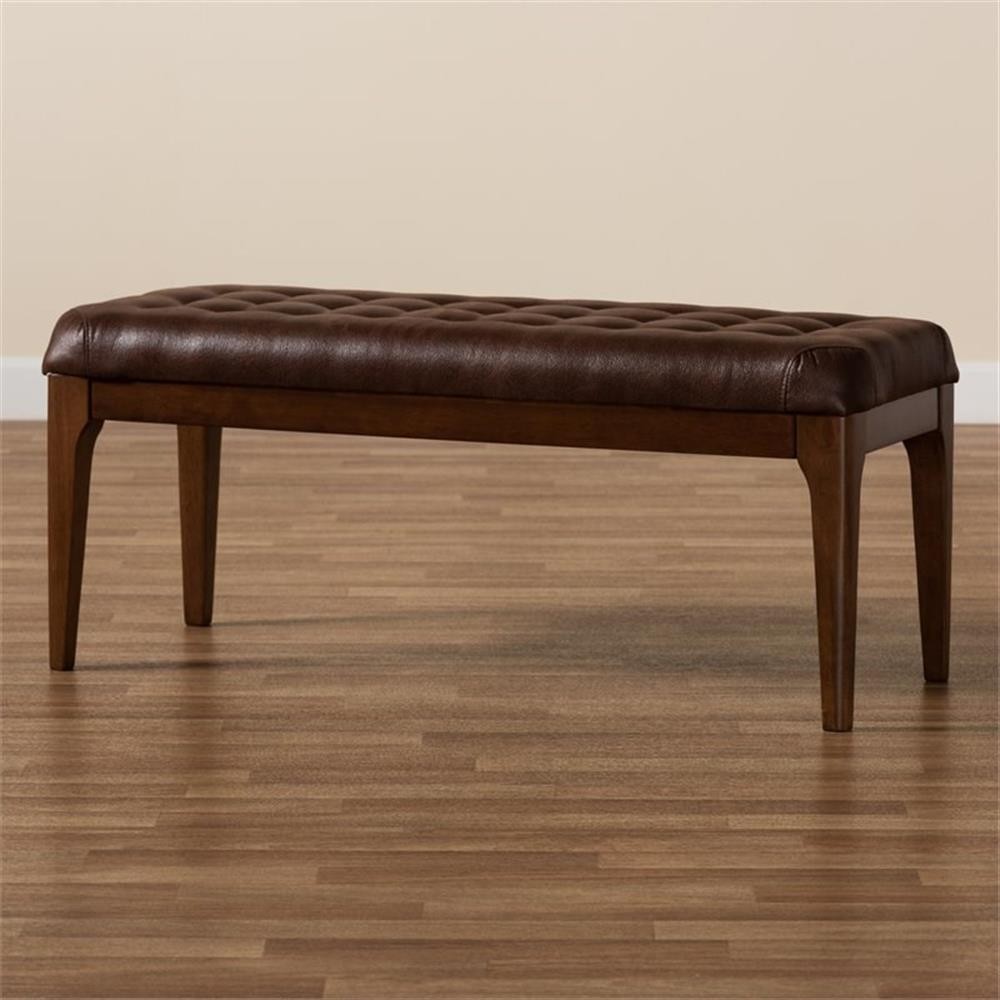 Baxton Studio Walsh Dark Brown and Brown Finished Wood Dining Bench