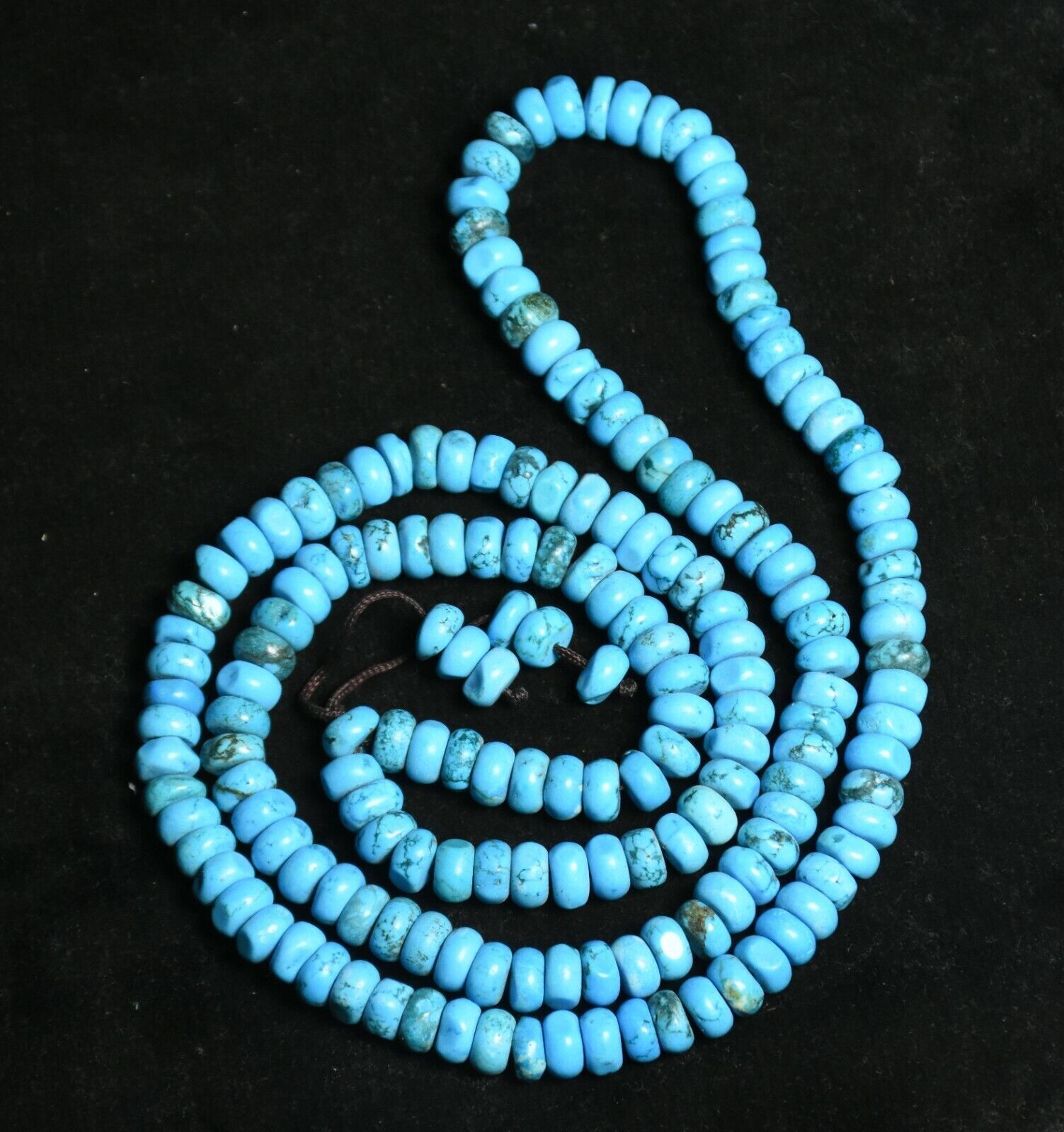 1CM Rare Old China Turquoise Carved 108 Bead prayer Round Bead Necklace Bracelet
