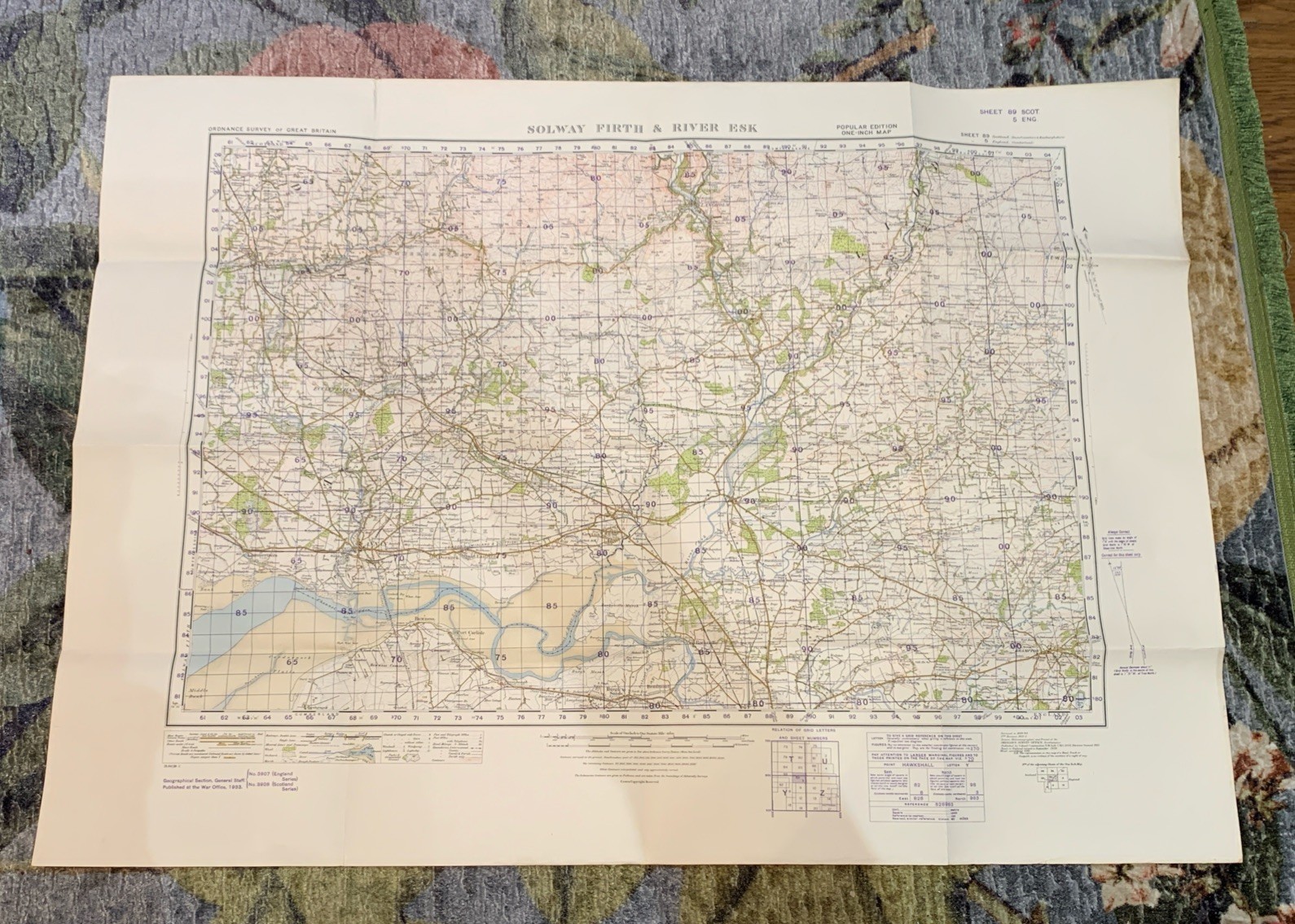 Vintage Solway Firth & River Esk 1933 War Office Ordnance Survey Map 89