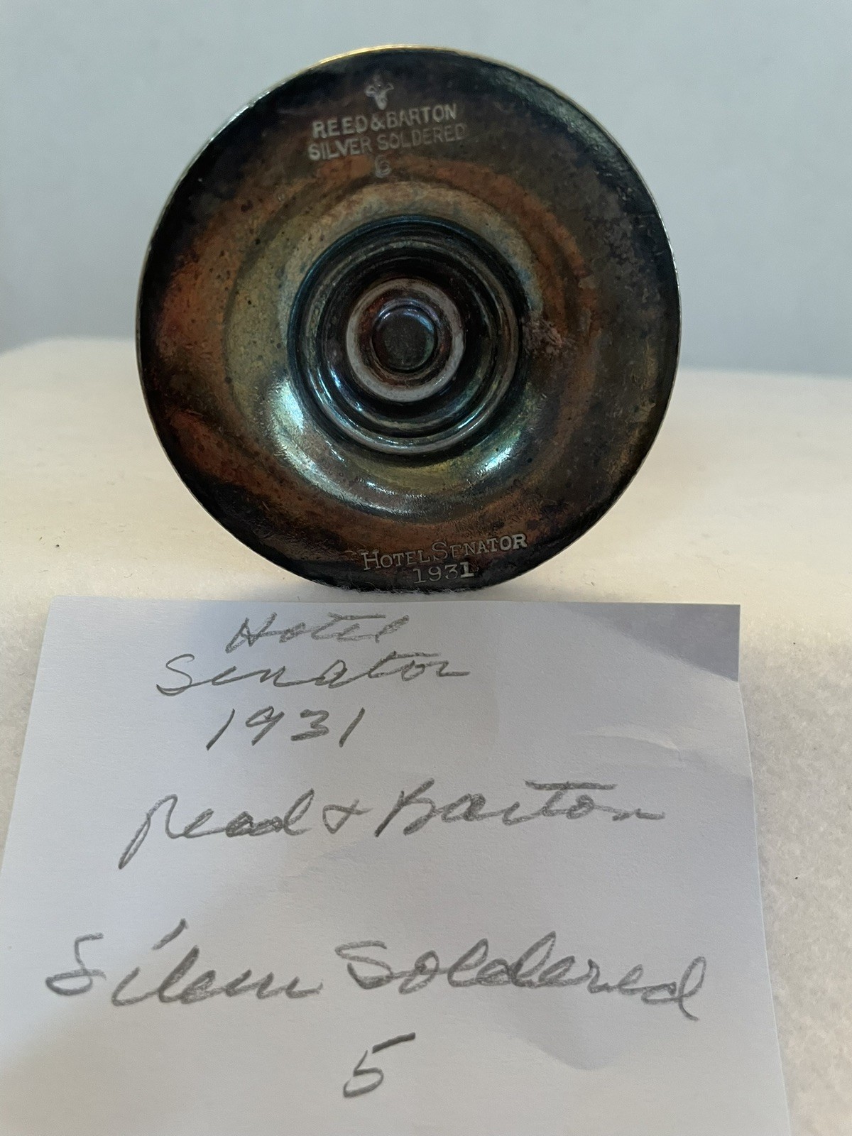 Goblet Antique Reed & Barton Silver Soldered Plated 1931 Senator Hotel Chalice