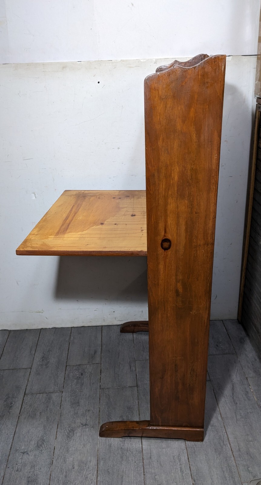Vintage/Antique Rustic Drop Front Solid Wood Secretary/Writing Desk w/ Bookshelf