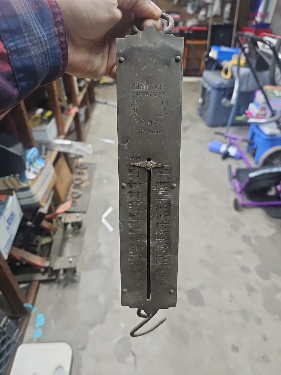 Vtg Chatillons Improved Balance Brass Hanging Scale Antique New York 30lb R151