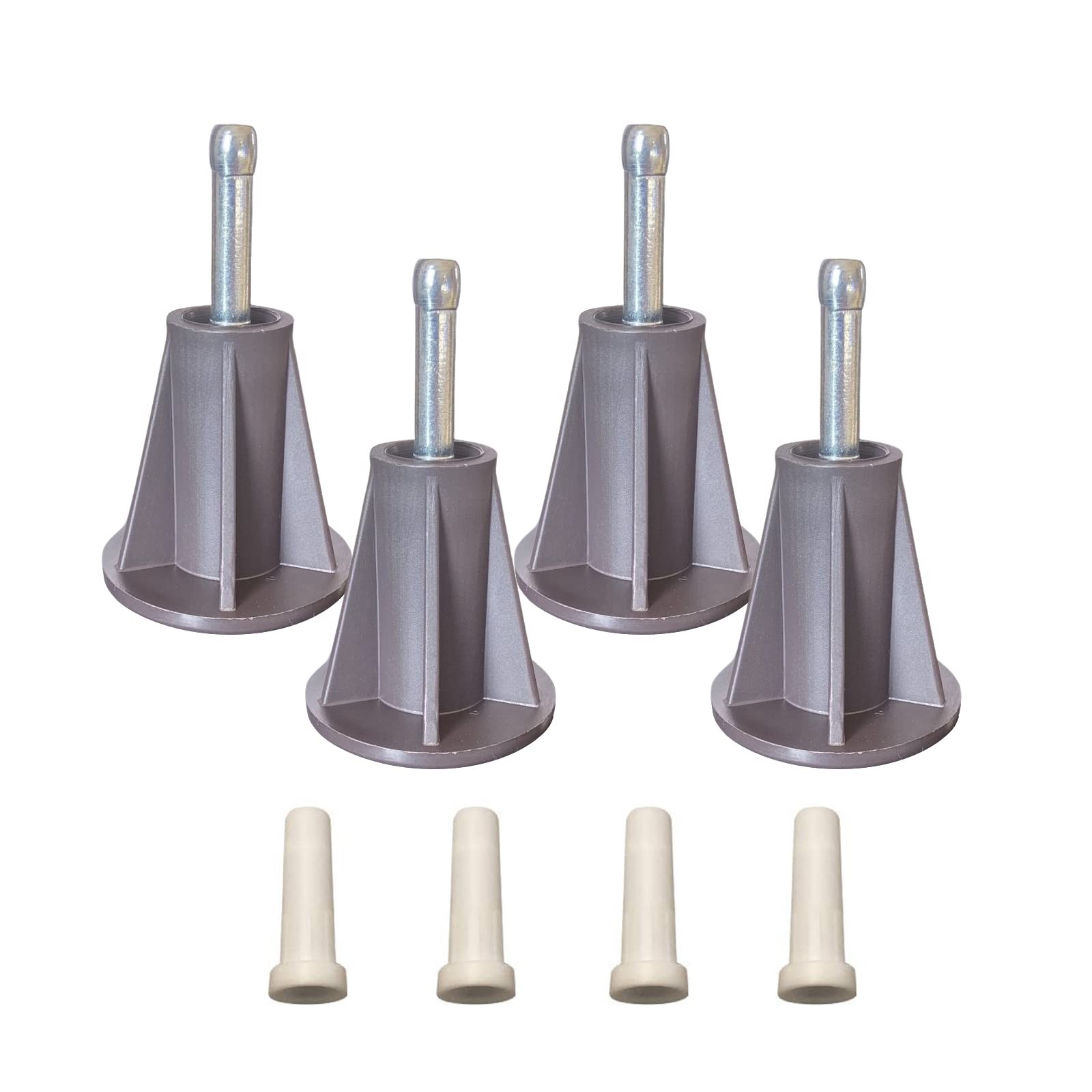 4PCS Steel Stem Replacement Bed Frame Feet with Plastic Inserts Dark Brown