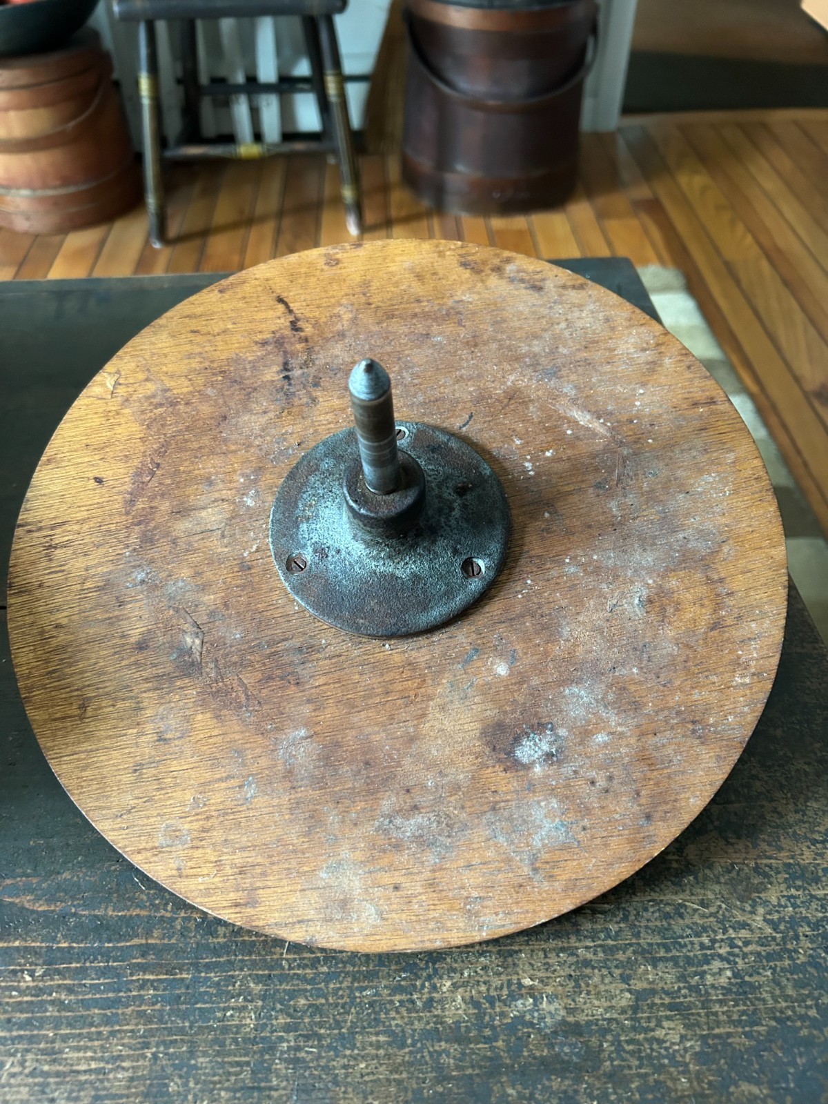 Antique Iron and Wood Rotating Cake Display / Decorating Stand