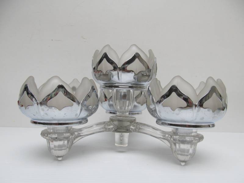 Farber Bros 1935 Krome Kraft and Cambridge Glass 4 Dish Compote