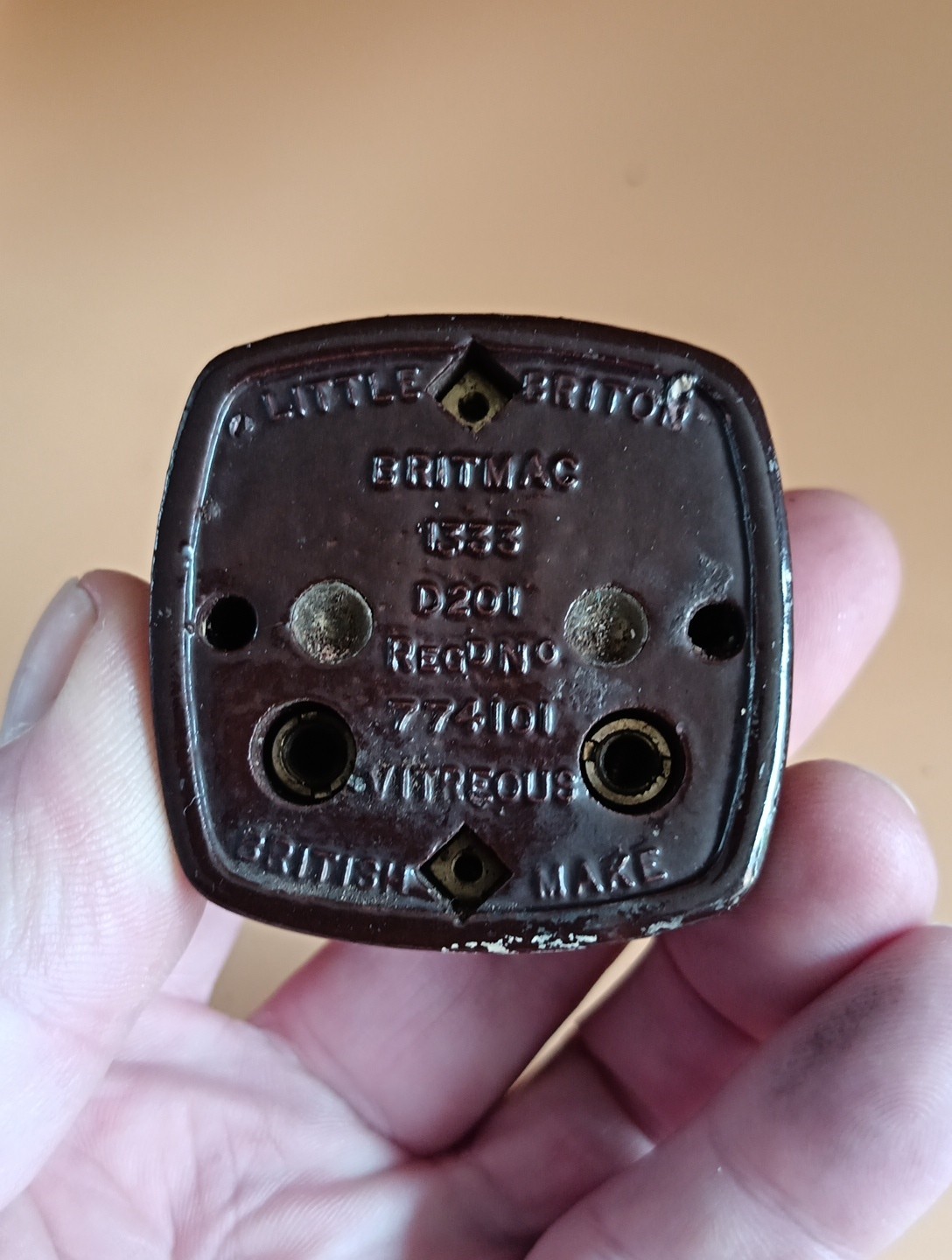 Vintage Bakelite Light Switch britmac Brown square