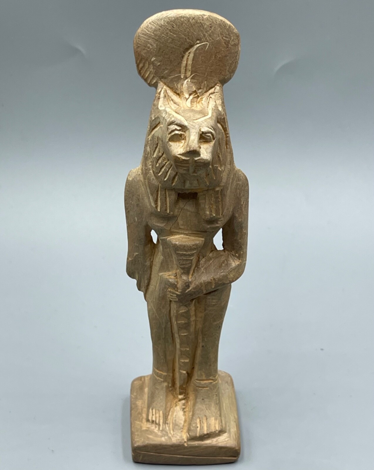 Ancient historical Egyptian hand carved stone mythical Anunaki creature figure