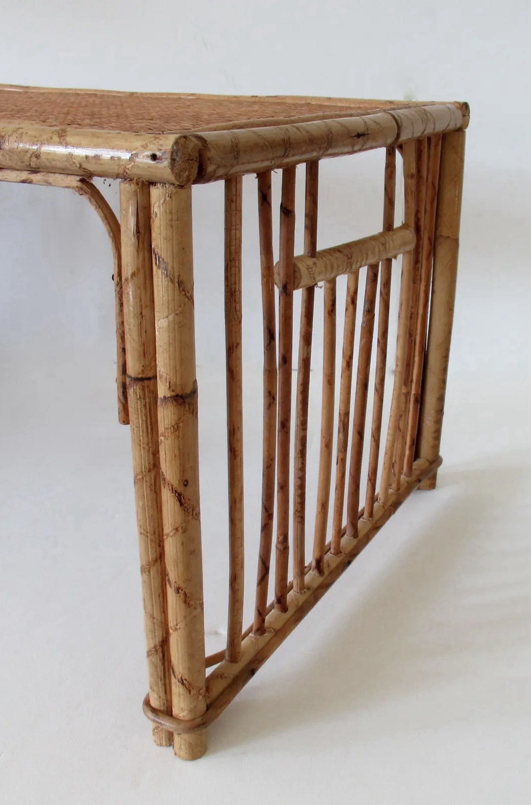 1960s English Anglo Indian Bamboo & Wicker Breakfast, Bed Tray Table