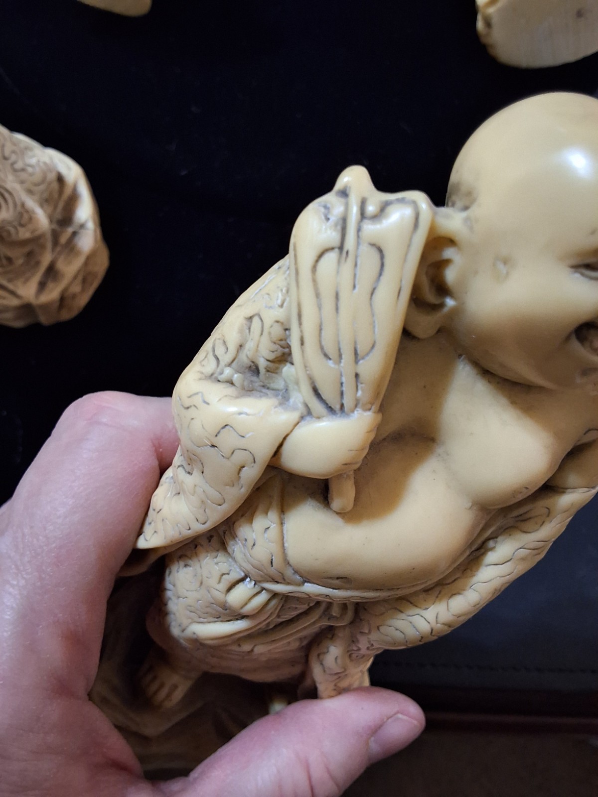 Vintage Chinese Resin Heavy Smiling Buddah 6-3/4″
