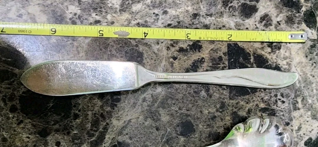 MID-CENTURY c1956 SEA WINGS🪽SILVERPLATED MASTER BUTTER KNIFE & SUGAR SPOON🧈🍚