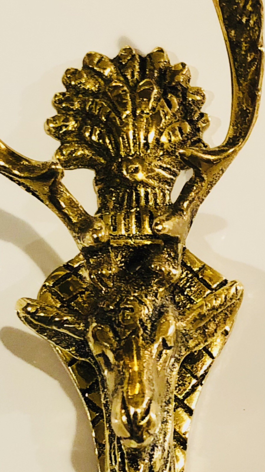 ANTIQUE ENGLISH SOLID BRASS STAG DEER DOOR KNOCKER EARLY 1900s MADE IN ENGLAND
