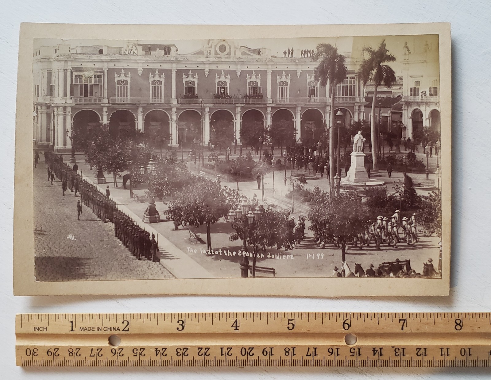 CUBA,#5 Original Photograph, US Soldiers near Havana Plaza, Circ: 1890s, 5″x8″
