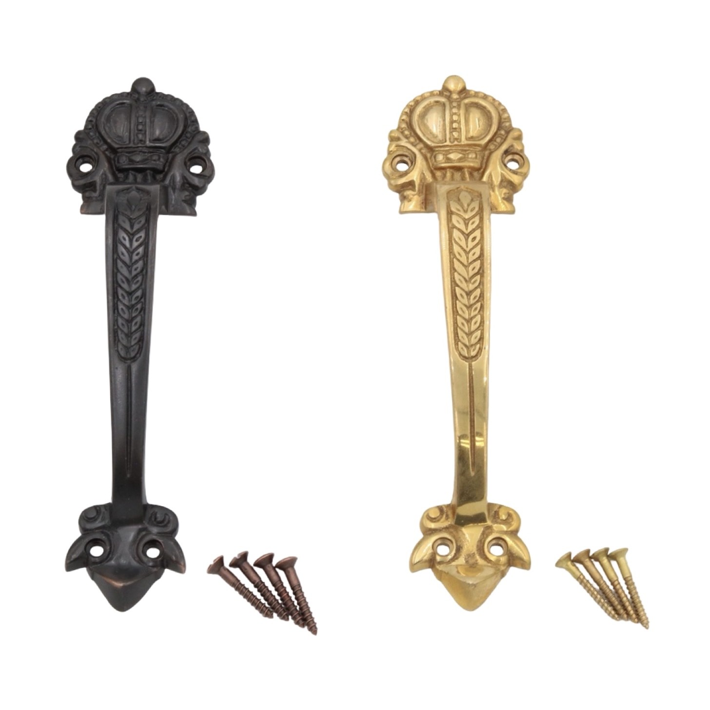 Solid Cast Brass in Oil Rubbed Bronze European Crown Door or Cabinet Pull