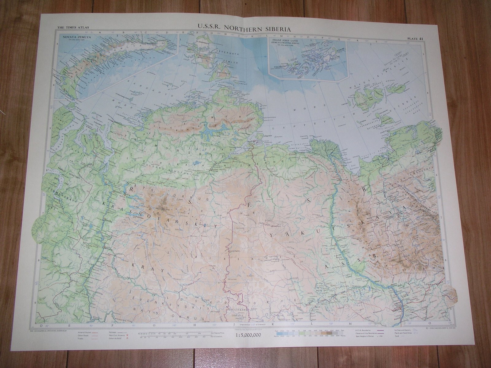 1959 VINTAGE MAP OF RUSSIA SOVIET UNION NORTHERN SIBERIA YAKUTIA NOVAYA ZEMLYA