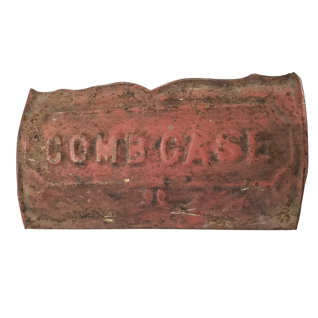 Antique Rustic Red Tin Wall Comb Case Wall Pocket Victorian Art Deco Era