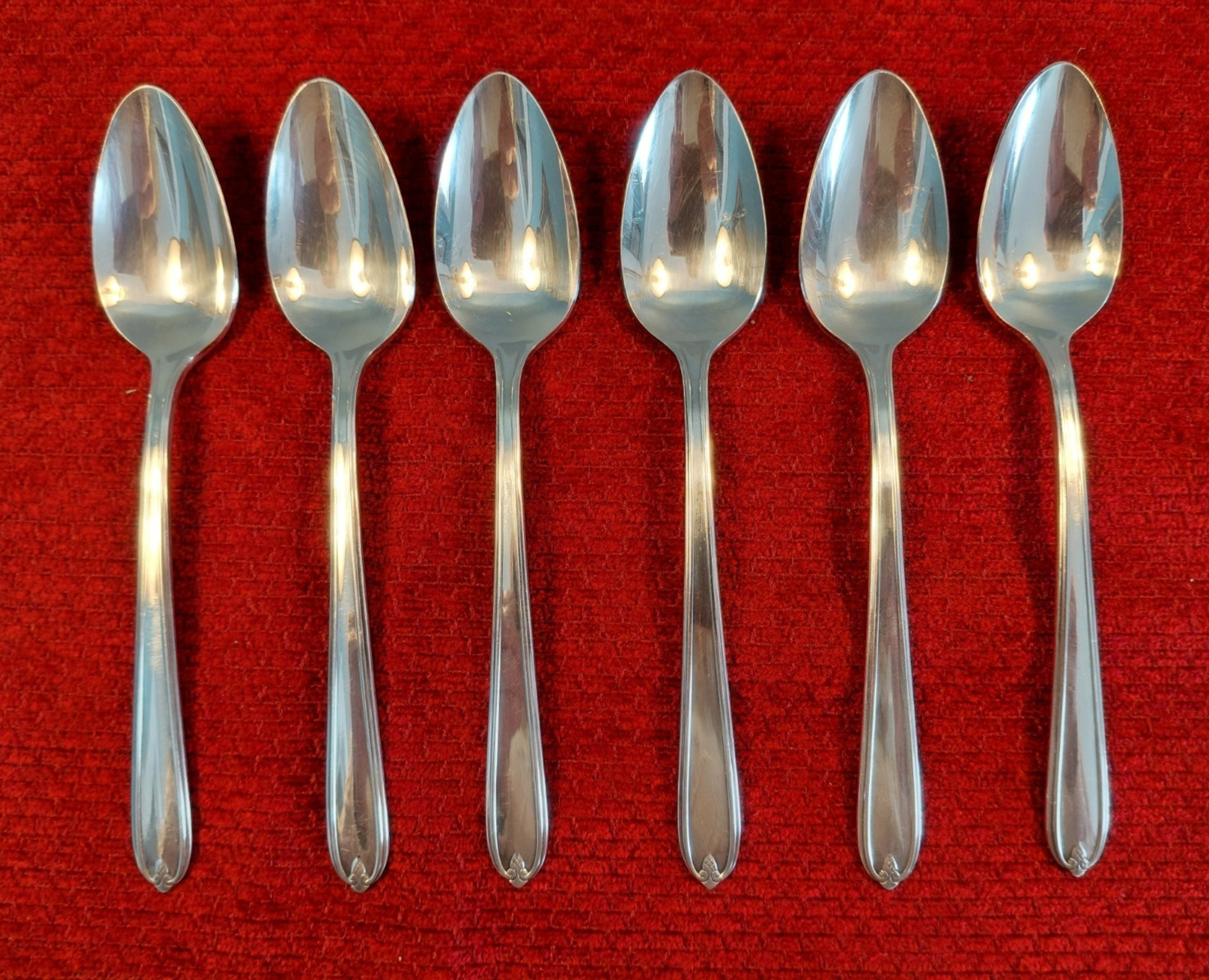 VTG Oneida Heirloom Silver Plate Scroll Pineapple LONGCHAMPS 6 Teaspoons 6 1/4″