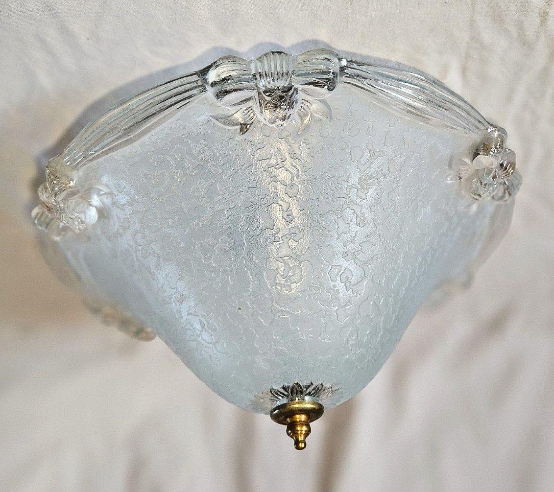 VTG ART NUVEAU FLOWER GLASS SHADE CEILING LIGHT CHANDELIER FIXTURE 1940’s