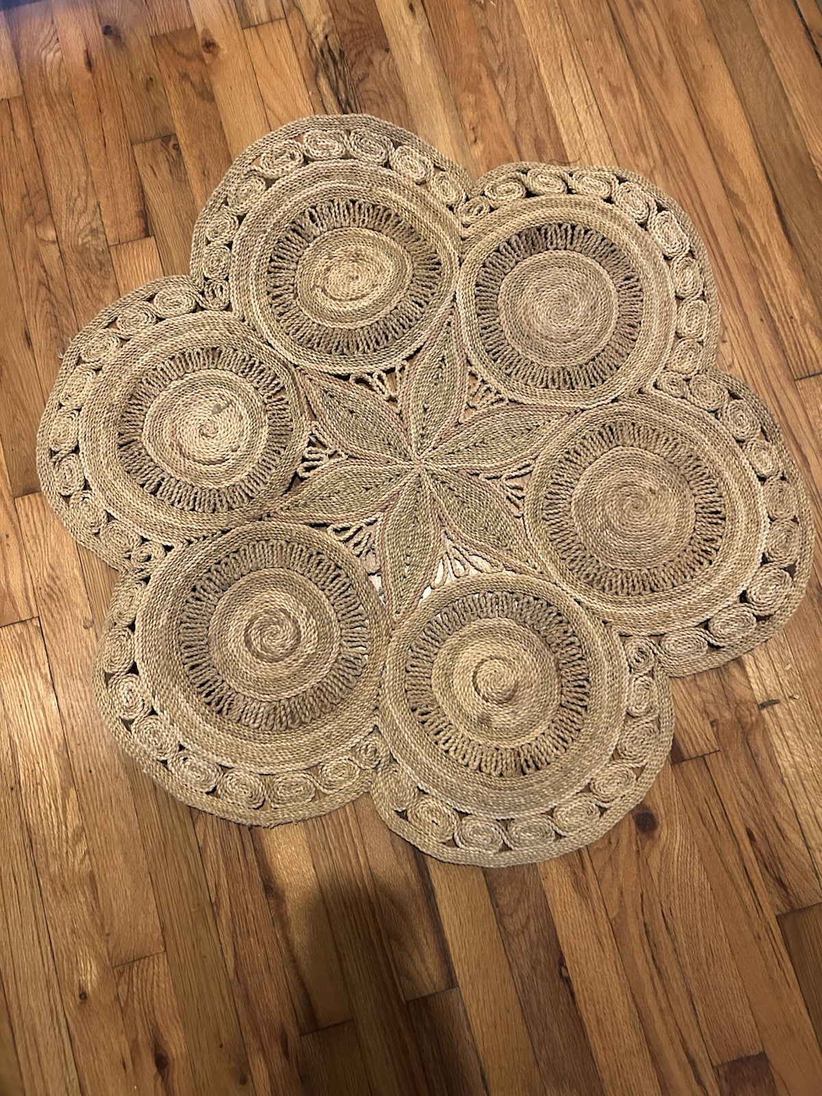 Vintage Woven Jute Rug MCM Mid Century Modern