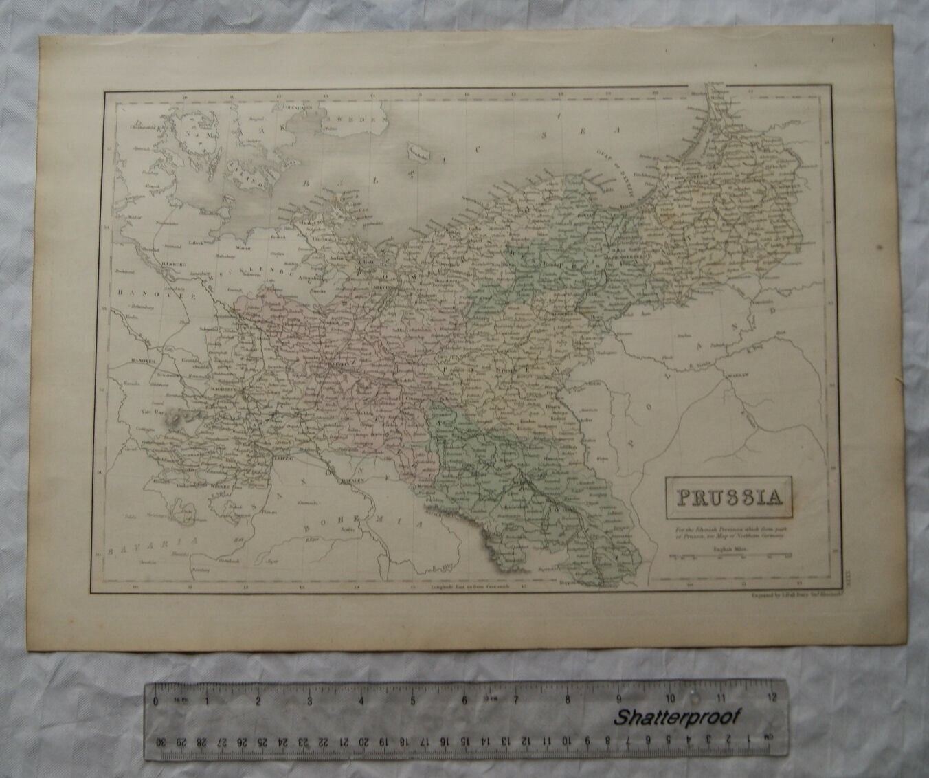 1850 Black’s steel engraved map Prussia