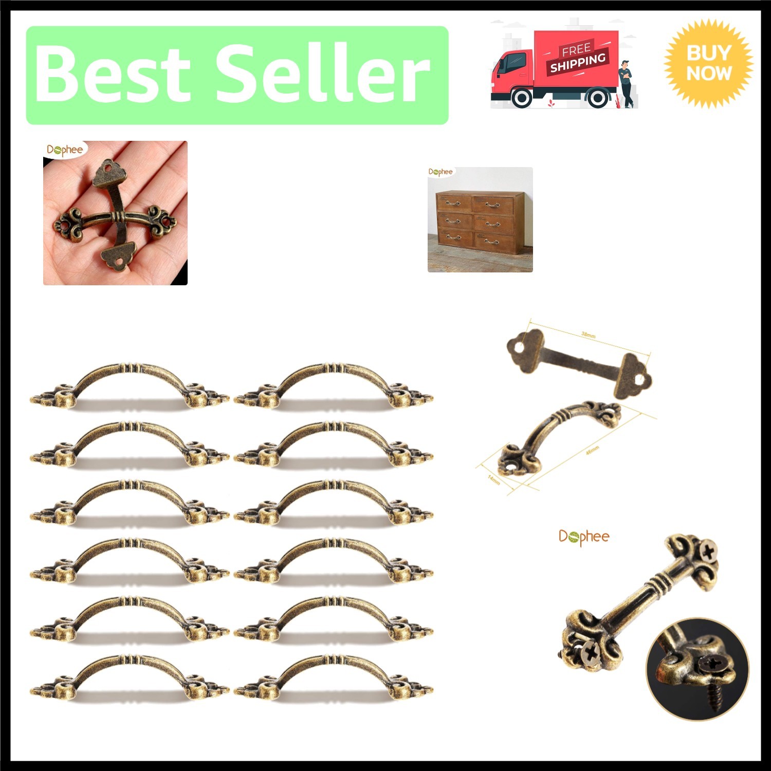 Elegant 12-Piece Antique Drawer Pull Set – Perfect for Vintage Style Furniture