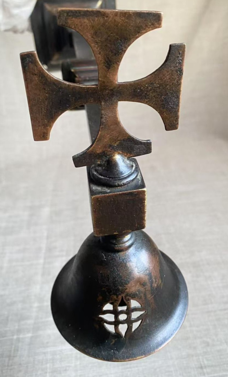Antique c1870 Belfast Cathedral Gothic Revival Bronze Arm Wall Sconce Lamp