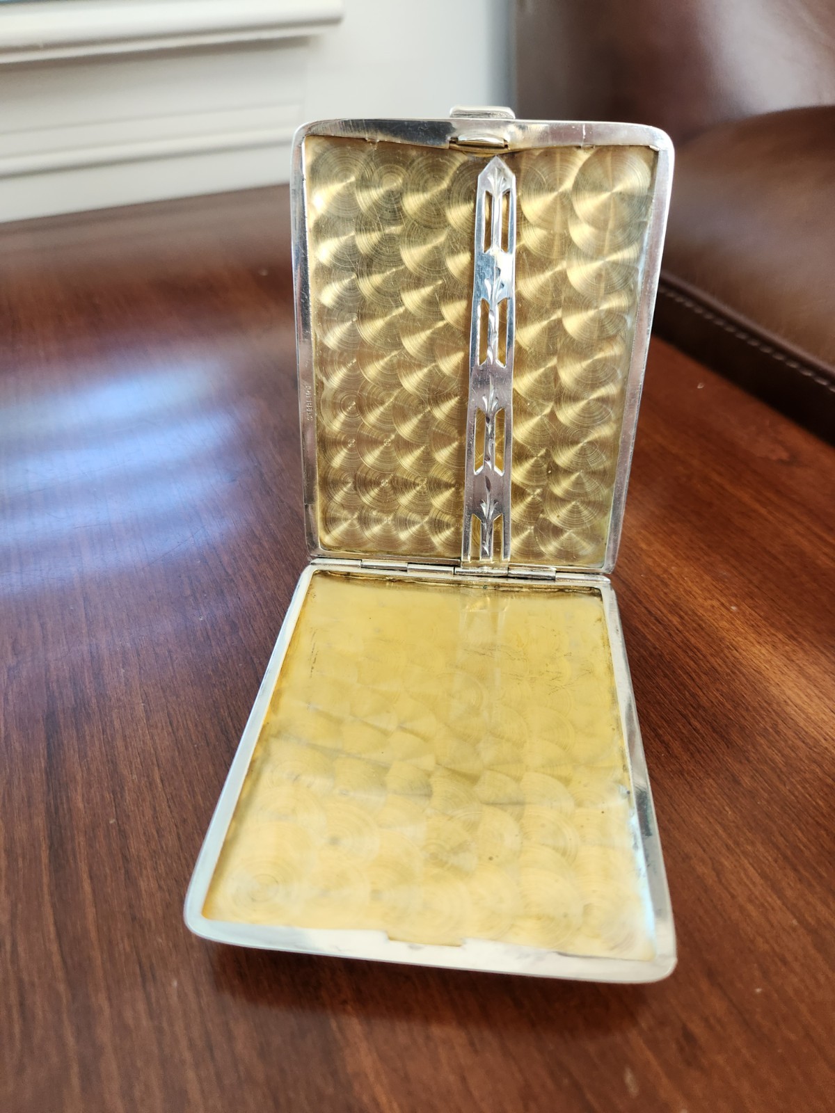 Sterling Silver Gold Striped Cigarette Box Business Card Case Money Coin Holder