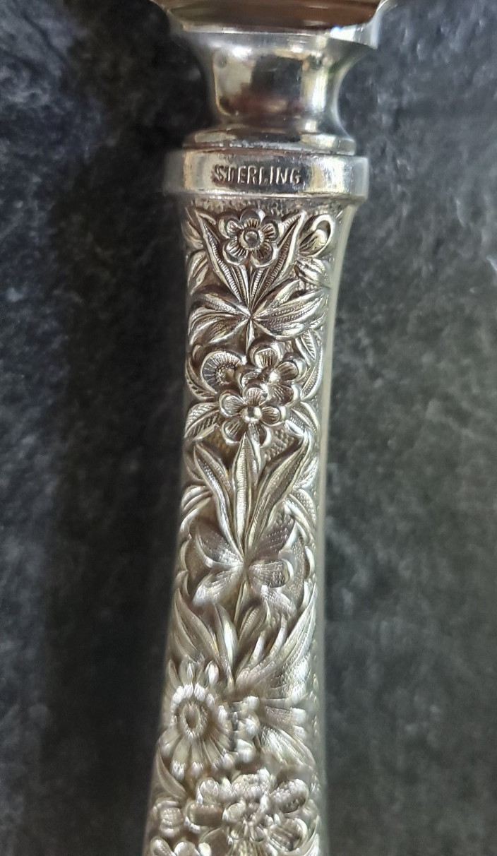 Antique Sterling Silver Repousse Ice Cream Slice Server 10 3/4″ ZTRAY