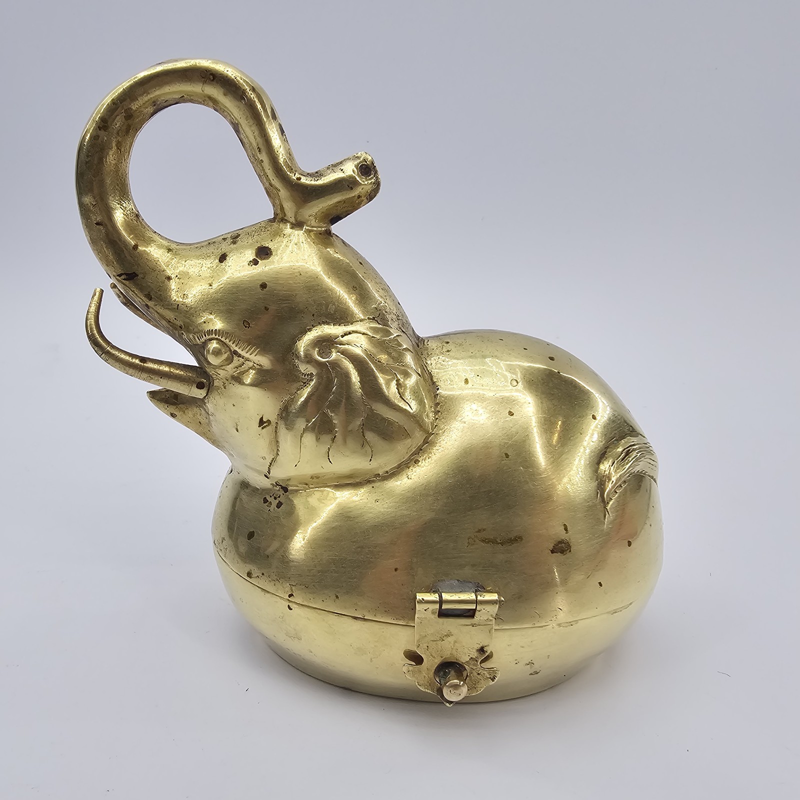 Vintage Neiman Marcus 1960s Brass Elephant Betel/ Jewelry/ Hinged Trinket Box