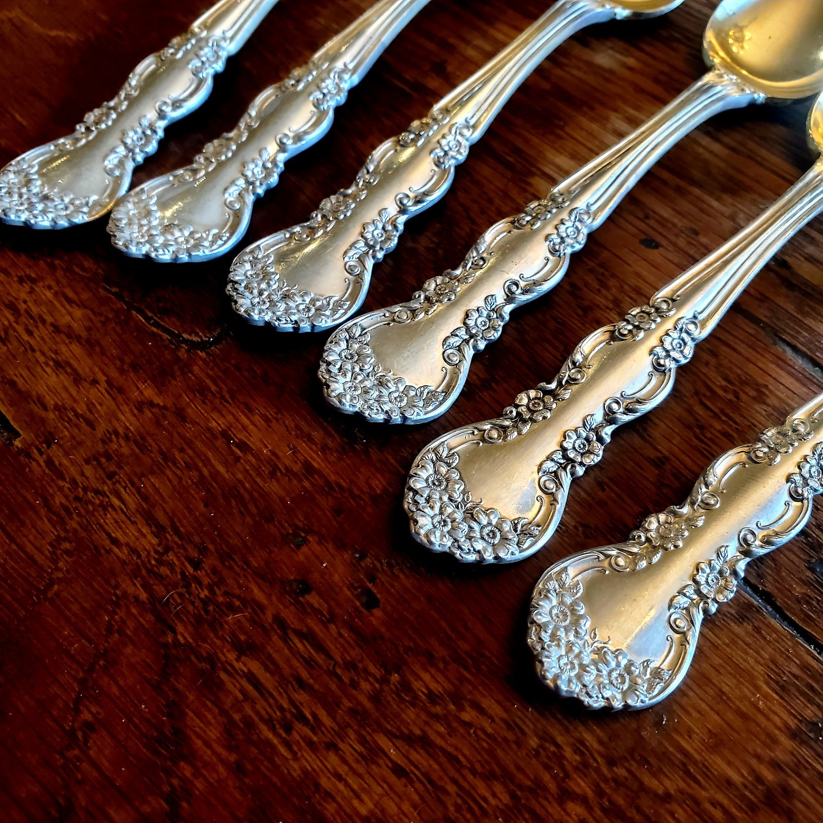 1908 ANTIQUE Rogers Eagle Star Silverplate 6 COFFEE spoons · IN BOX
