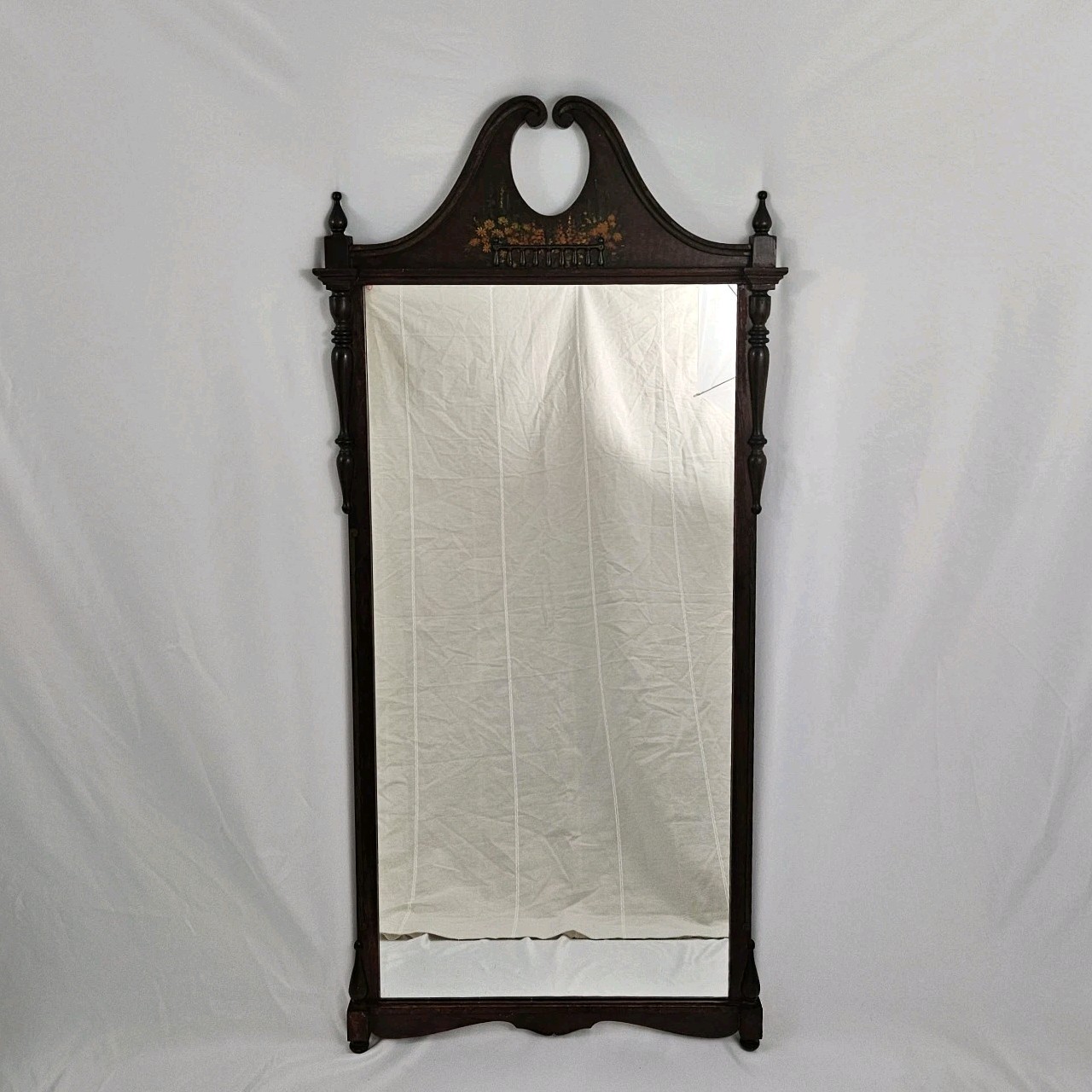 Chippendale Mirror Federal Mahogany Hand Painted Details Antique Georgian Large