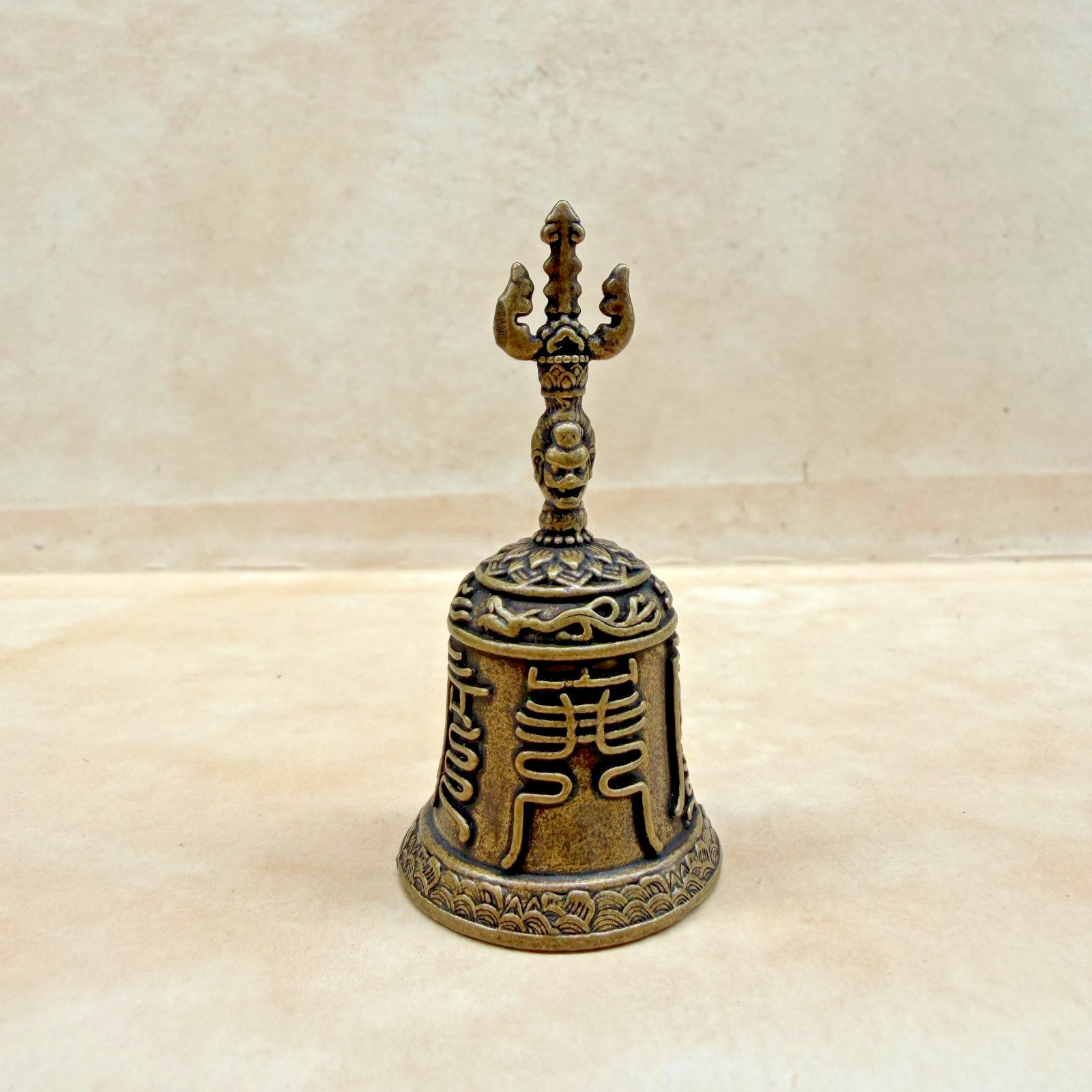 Old Chinese Yellow Lima Copper Taoist Three Trigrams exorcism Bell