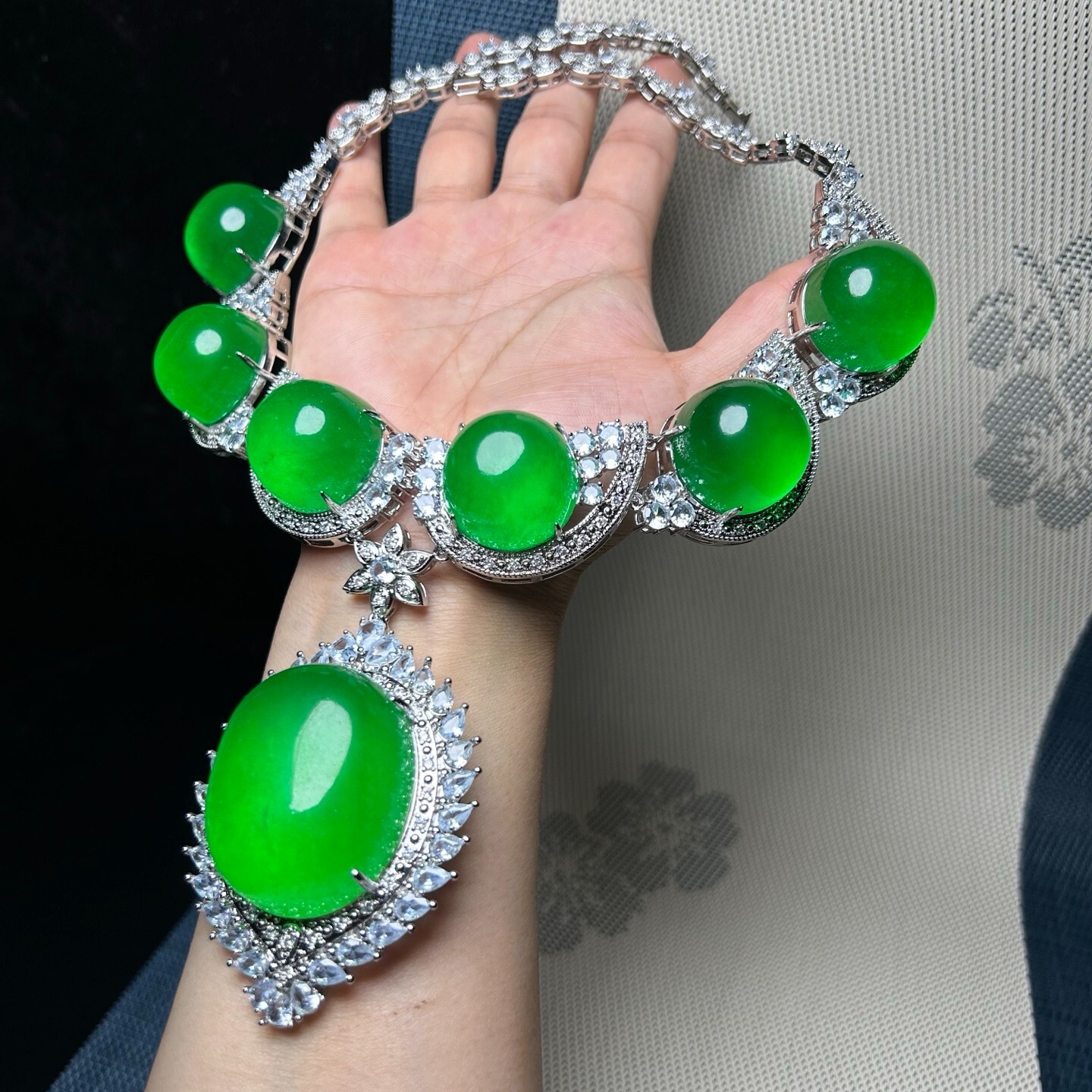 Real Natural High Ice Green Myanmar Jade Jadeite Amulet Pendant&Necklaces