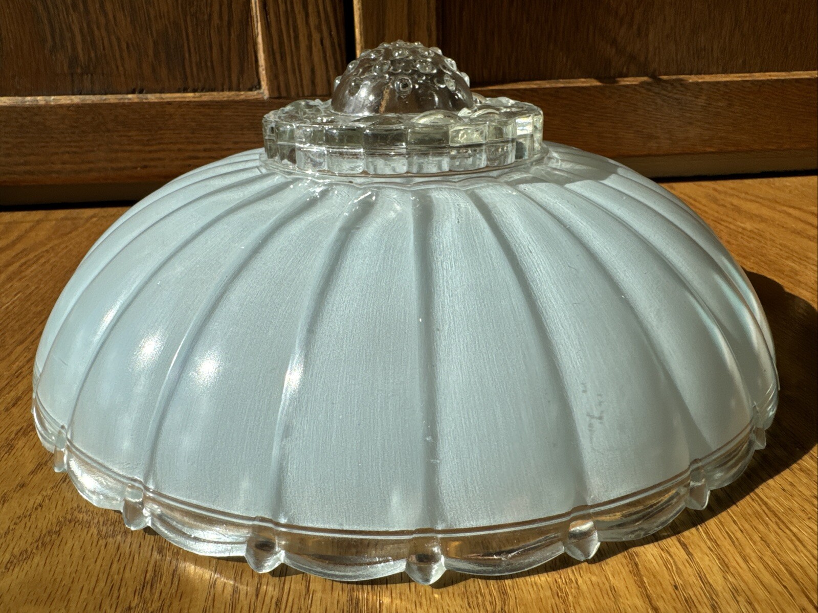 11 3/8″ Vintage 1920’s Ceiling Light Shade Frosted Blue No Center Hole Very Good