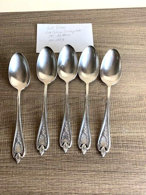 5 1847 Intl Rogers Bros Old Colony Table Serving Spoon Silverplate 1911 No Mono