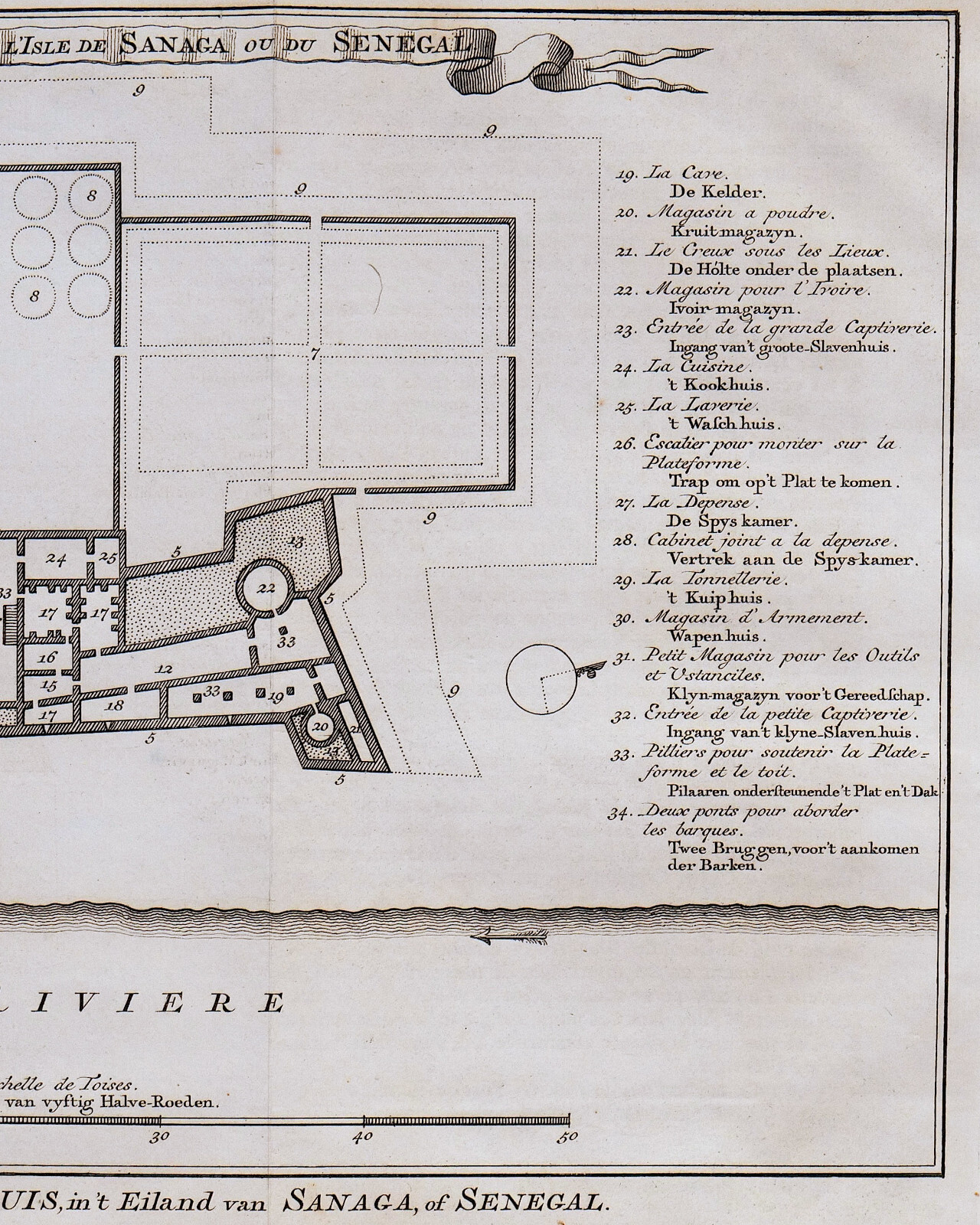 SENEGAL SANAGA “Grondtekening van’t fort S.T Louis” 1760 J. van der Schley