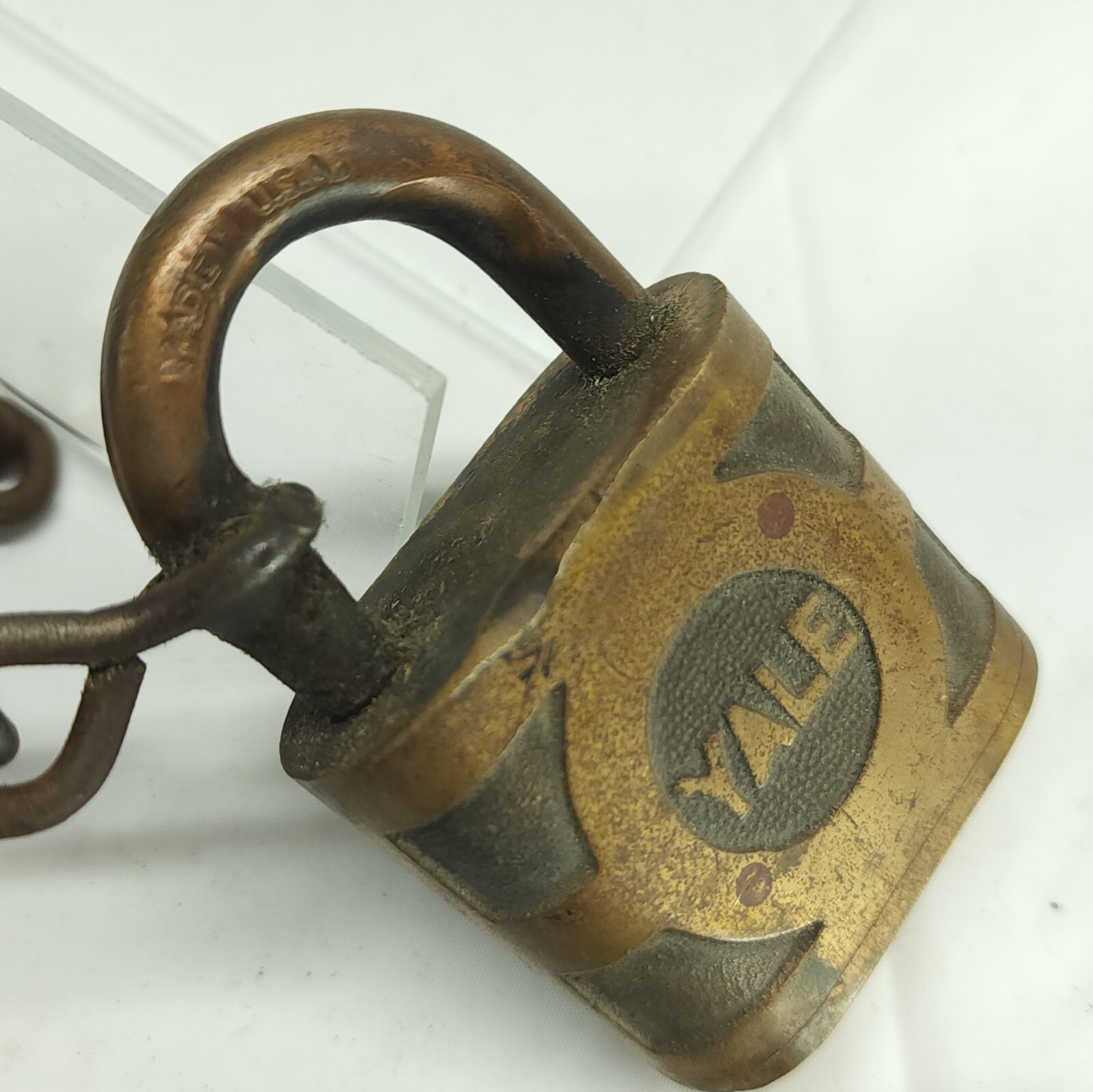 Antique Yale & Towne Manufacturing Company Brass Lock with chain, Locksmith