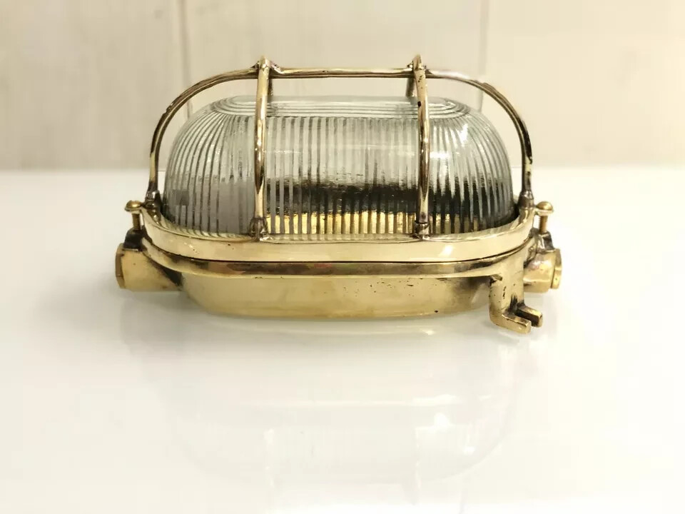 Vintage Brass Bulkhead Wall Light – Nautical Marine Wall Mount Sconce Set Of 5