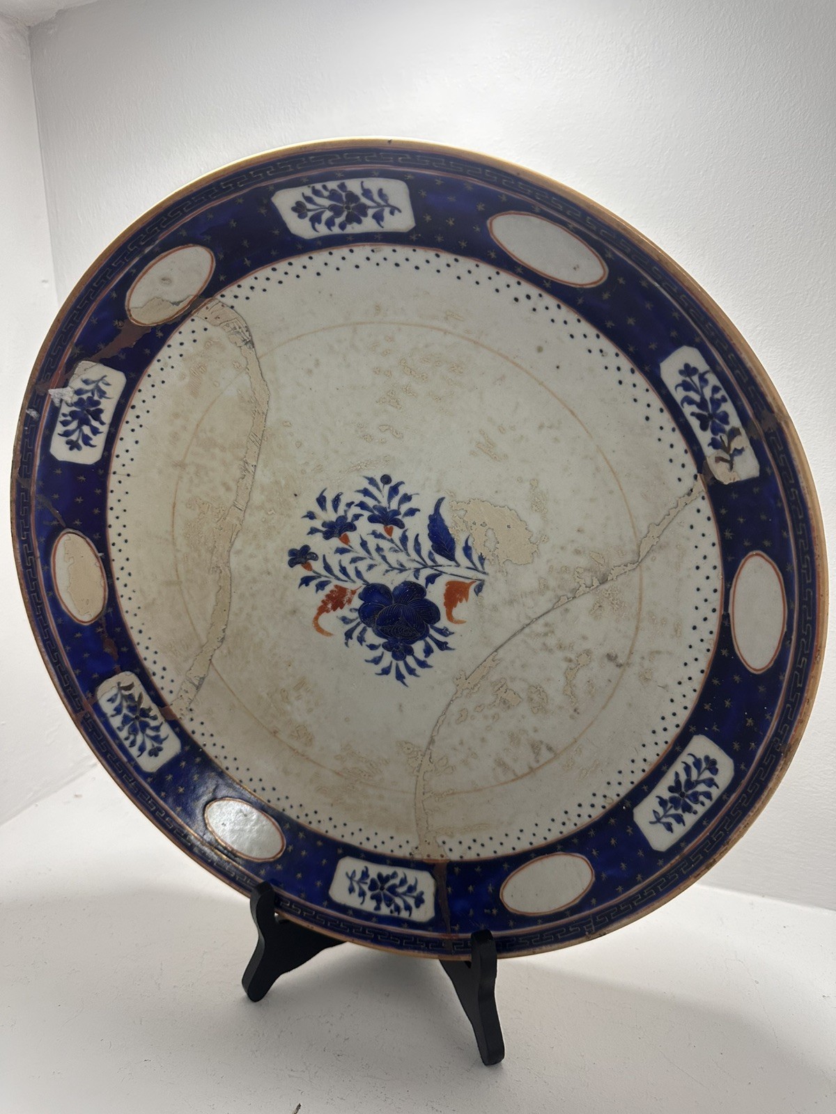 V-LARGE Antique Chinese l Porcelain San Duo Plate KANGXI c1662-1722