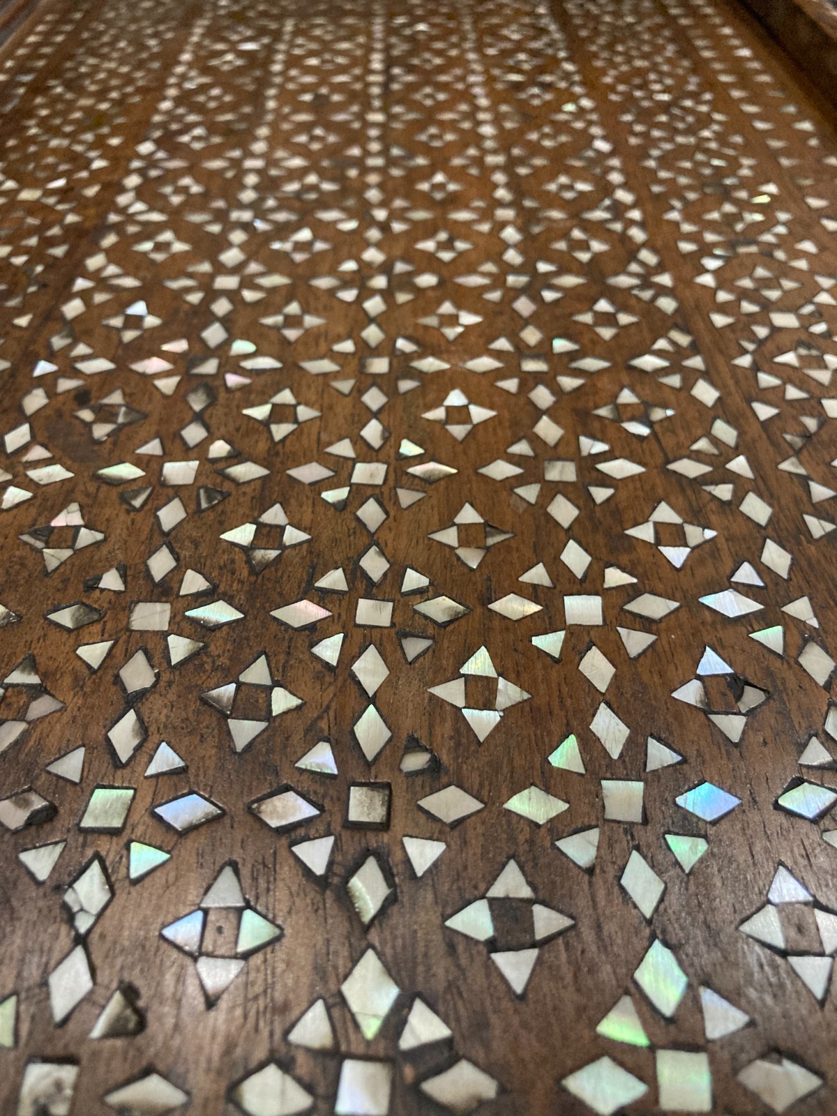 Vintage Handcrafted Damascus Mother of Pearl Inlay Wooden Chest / Box