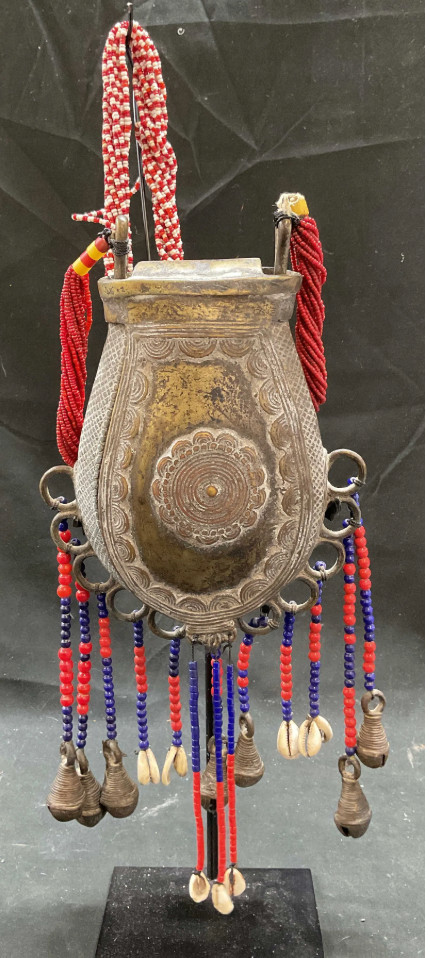 Antique Bronze Medicine Talisman Bag, African, possibly Nupe or Yaruba Nigerian