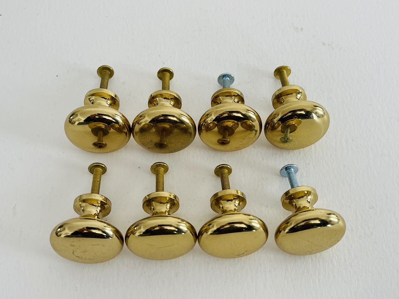 Solid Brass Round Drawer Pulls, Set Of 8
