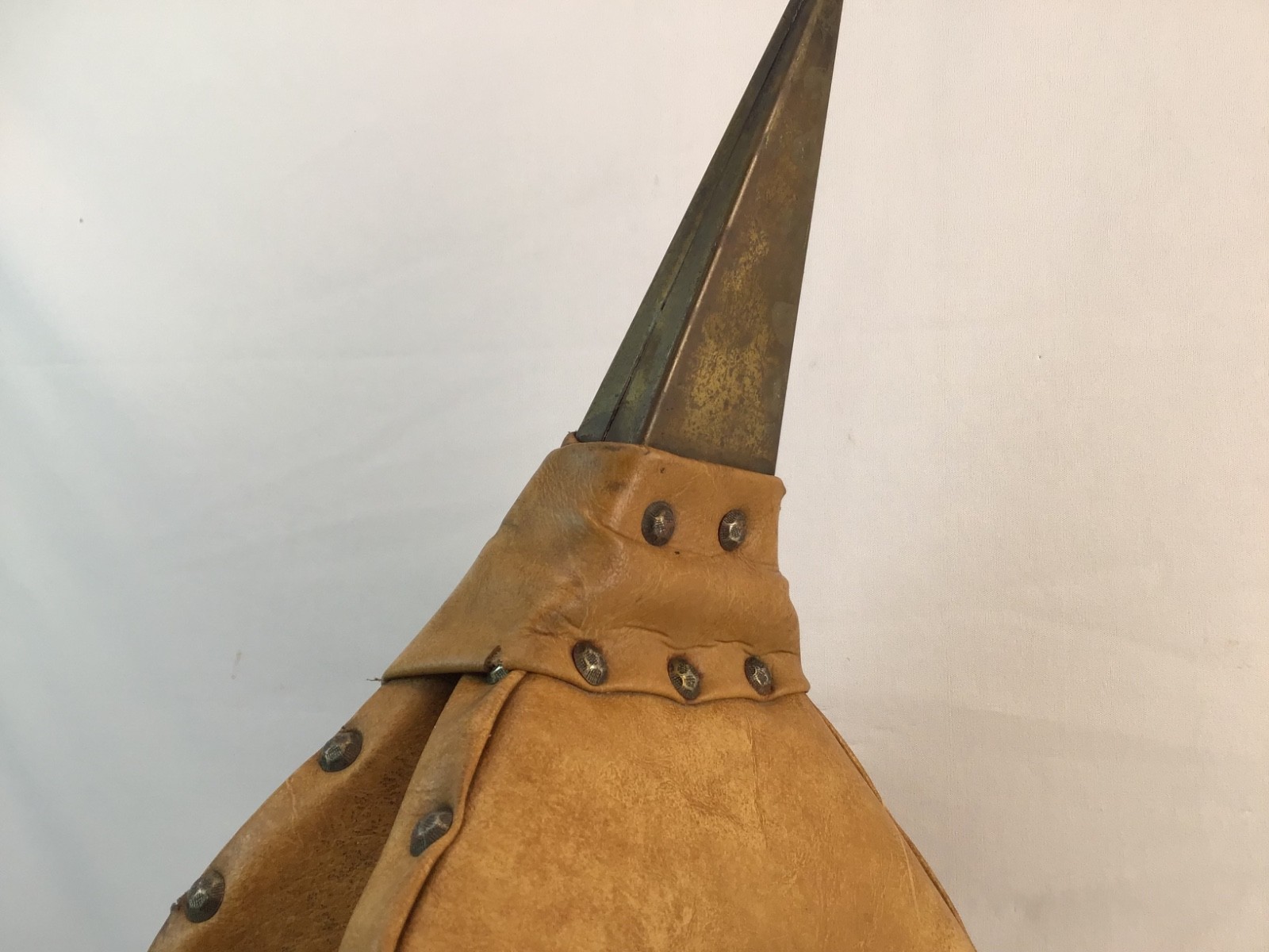 Antique Wooden Fireplace Bellow Brass Rivets Eagle Leather & Wood Works