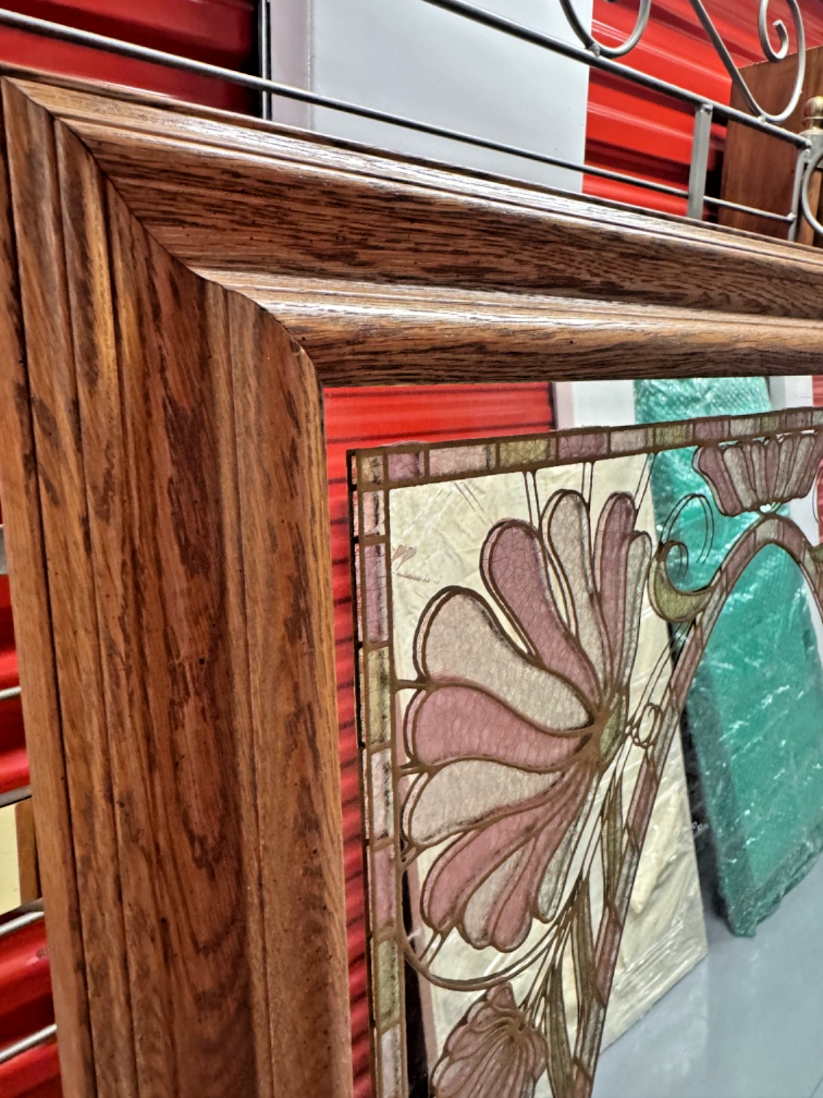 Vintage Windsor Art Rectangular Mirror Color Etched Glass Wall Mirror 1980s