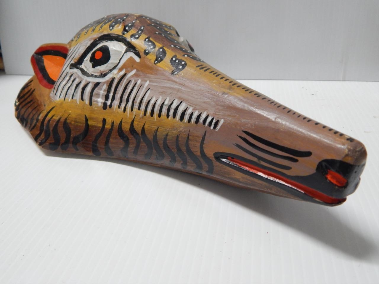 ANTIQUE GUATEMALAN / MEXICAN MASK CARVED WOOD – WOLF – NICELY DETAILED