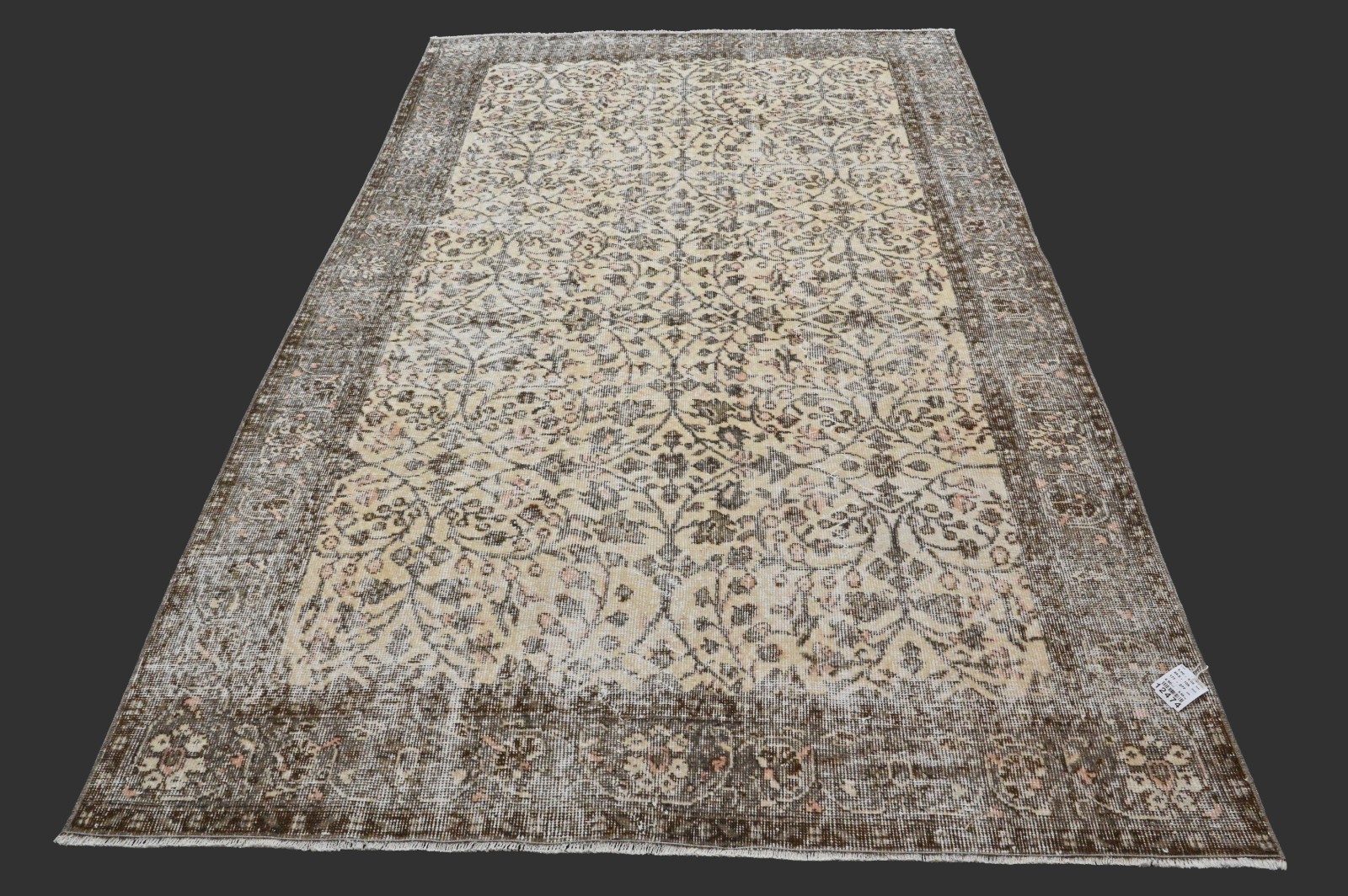 Vintage Turkish Oushak Rug, Beige 6×10 ft, Handmade Wool, Bohemian Anatolian