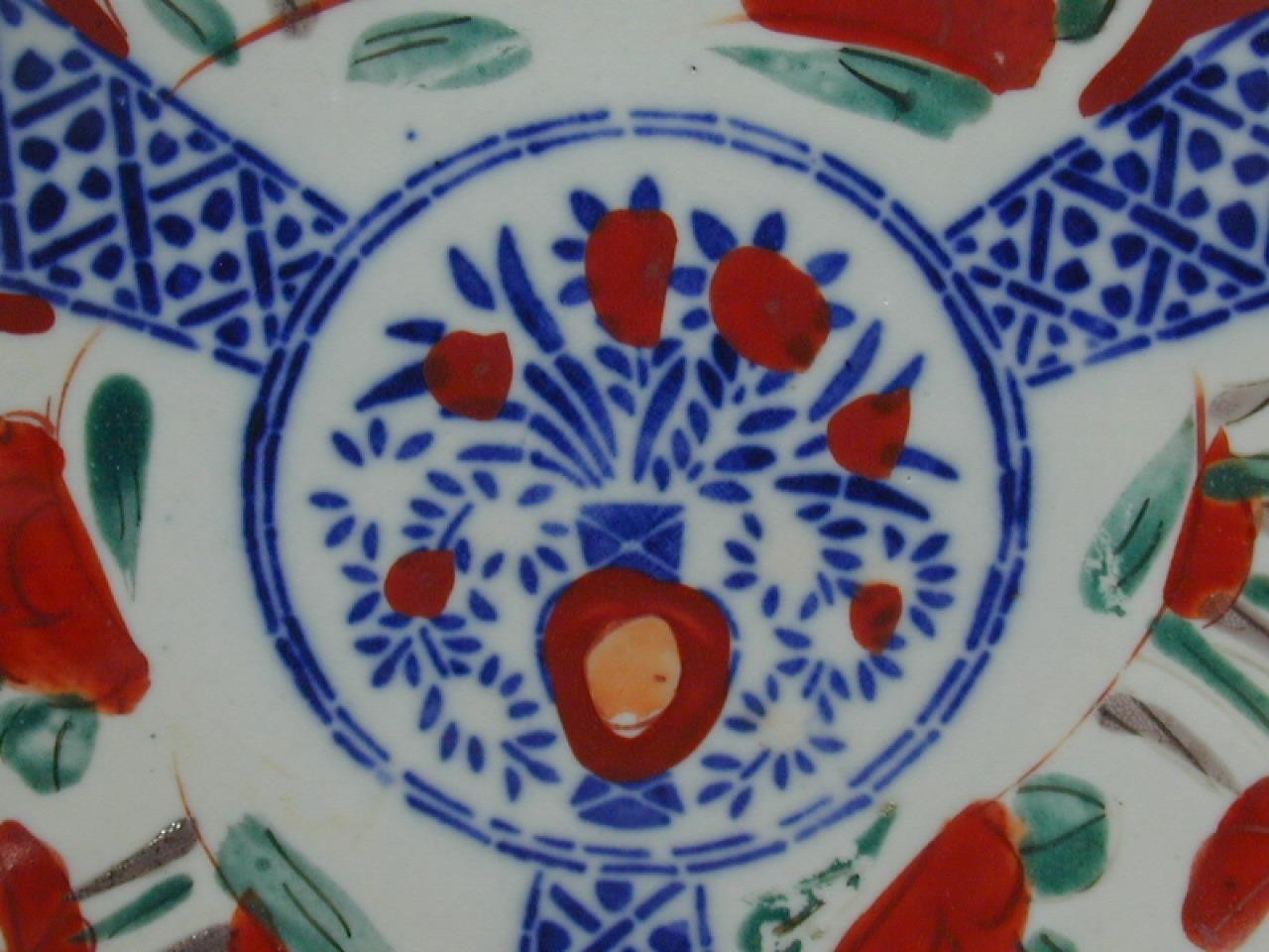 Antique Japanese Imari Arita Porcelain 8 1/2″ Plate Dish Floral Basket Meiji