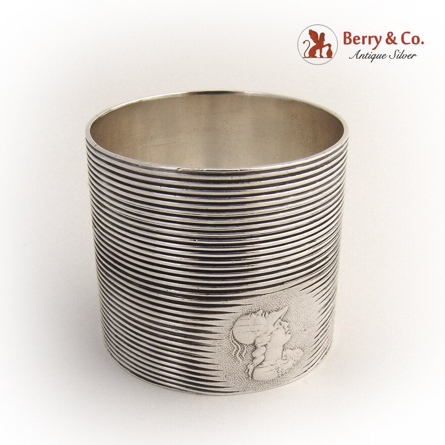 Medallion Etruscan Napkin Ring Shiebler 1880 Sterling Silver No Mono